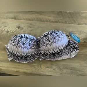 Wave Zone lilac black ombre silver metallic underwire lined bikini top size 3X